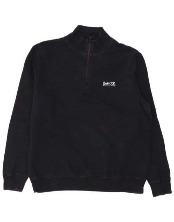 Женский свитер с воротником на молнии Barbour, большой размер, темно-синий, хлопок, Великобритания 16