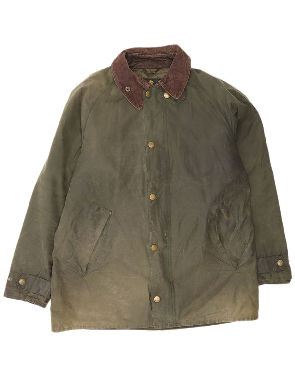 Мужская куртка Barbour из вощеного хлопка UK 40, большой зеленый хлопок с цветными блоками