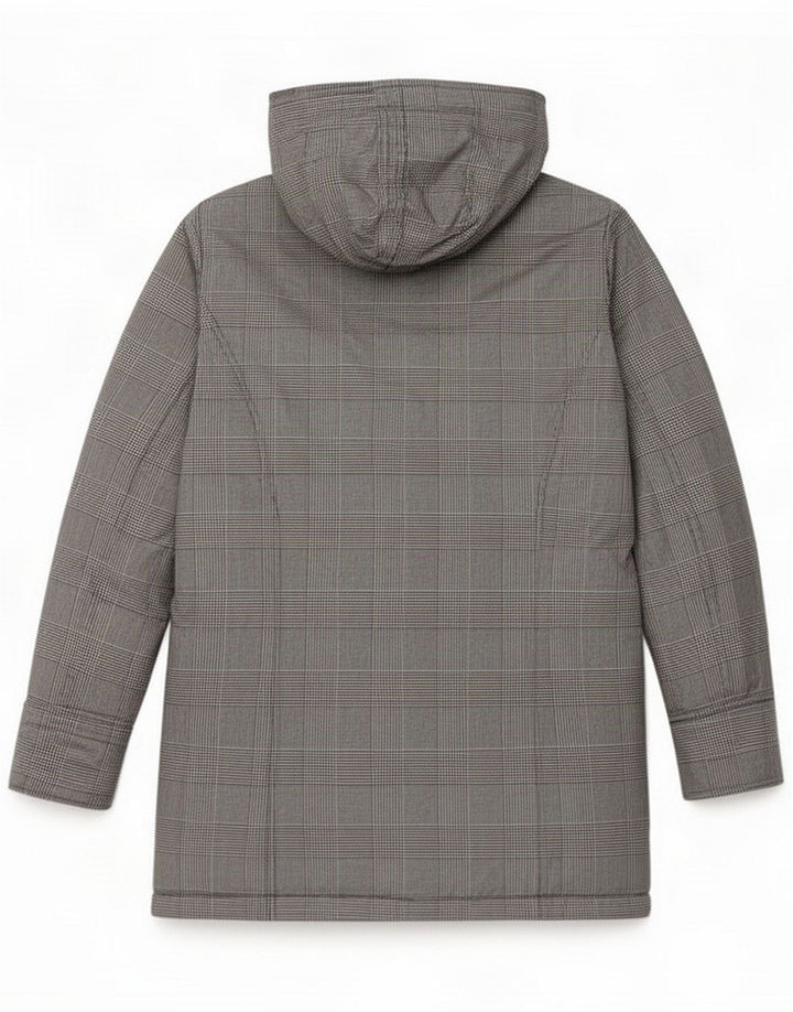 Мужская парка с капюшоном Woolrich UK 14, средний черный хлопок с узором «гусиные лапки»