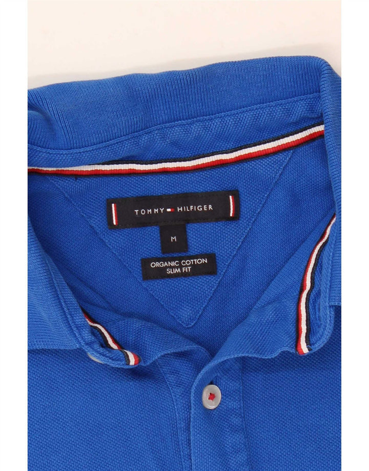Tommy Hilfiger Мужская рубашка-поло приталенного кроя среднего синего цвета в полоску
