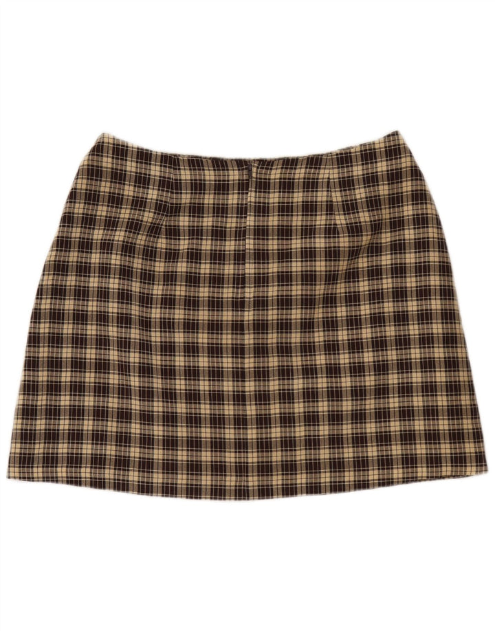 Женская мини-юбка Dorothy Perkins UK 16, большая W32, коричневый полиэстер в клетку