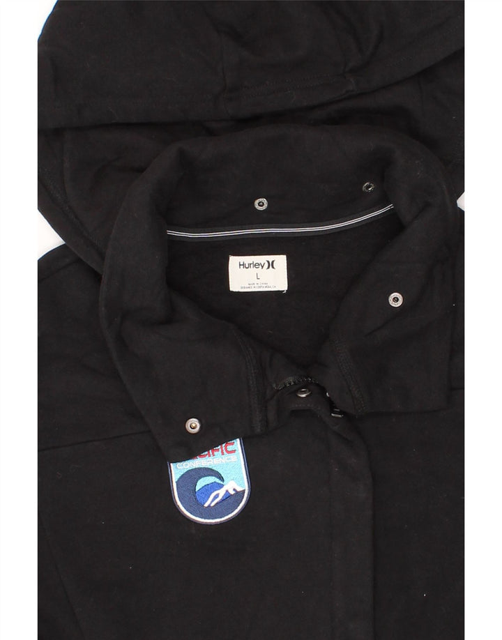 HURLEY Womens Hooded Tracksuit Top Jacket UK 16 Large Black Vintage Hurley and Second-Hand Hurley from Messina Hembry 