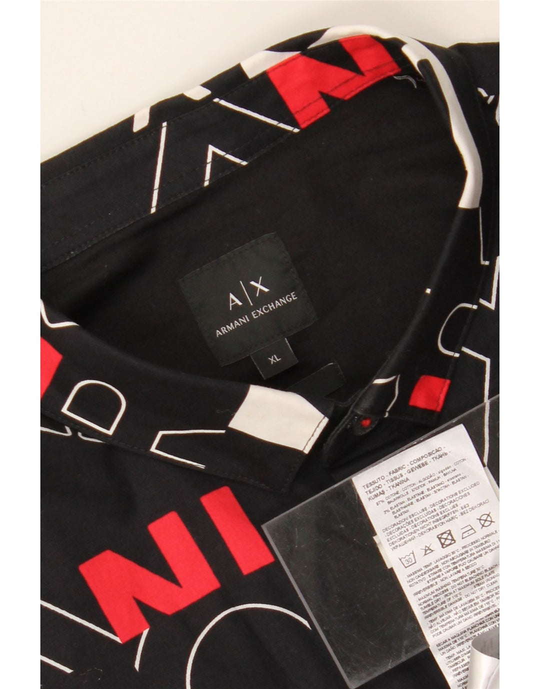 ARMANI EXCHANGE Мужская рубашка с абстрактным рисунком и рисунком XL, черный хлопок