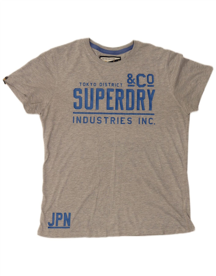 Мужская футболка с рисунком Superdry XL, серая, хлопок