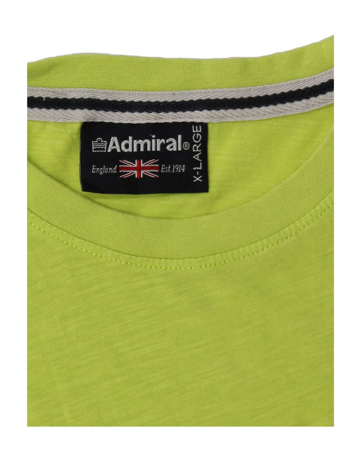 ADMIRAL Mens T-Shirt Top XL Green Cotton Vintage Admiral and Second-Hand Admiral from Messina Hembry 