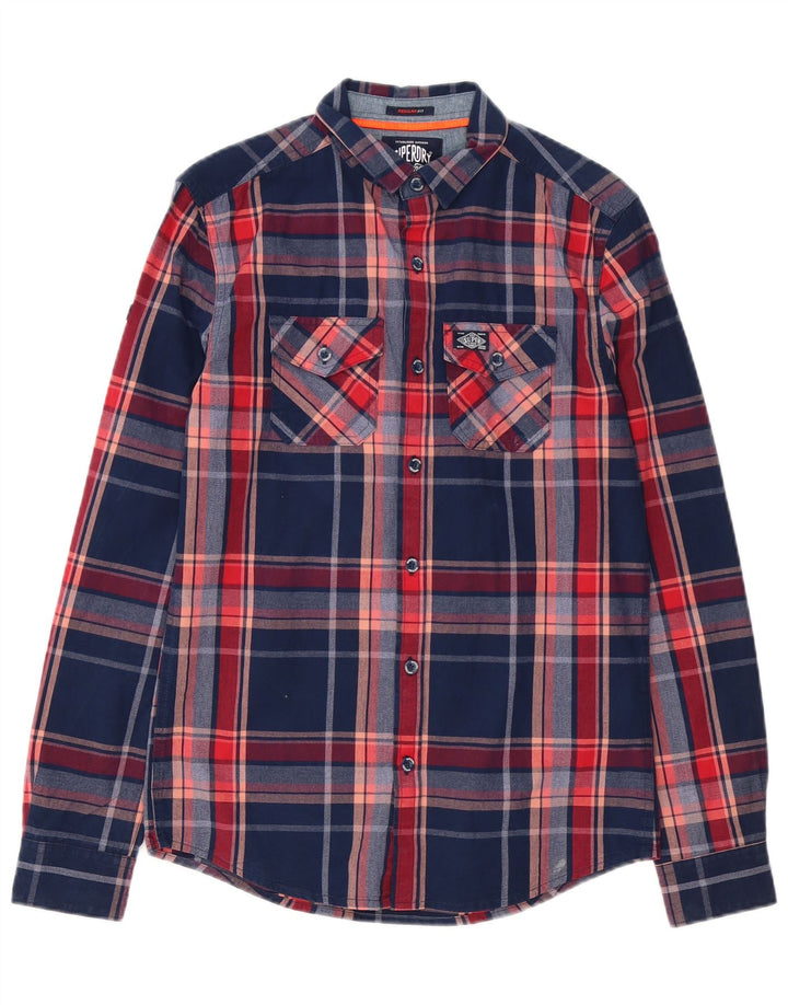 Мужская рубашка Superdry XS, темно-синяя клетка, хлопок