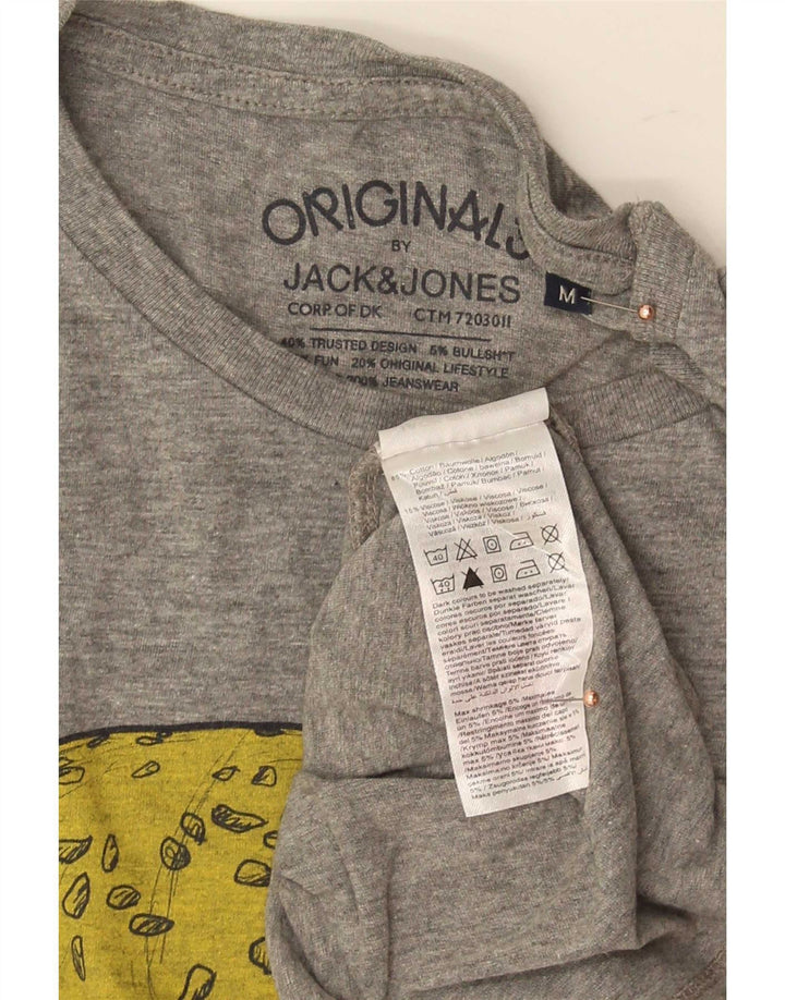 Мужская футболка с рисунком Jack & Jones, хлопковый топ среднего серого цвета