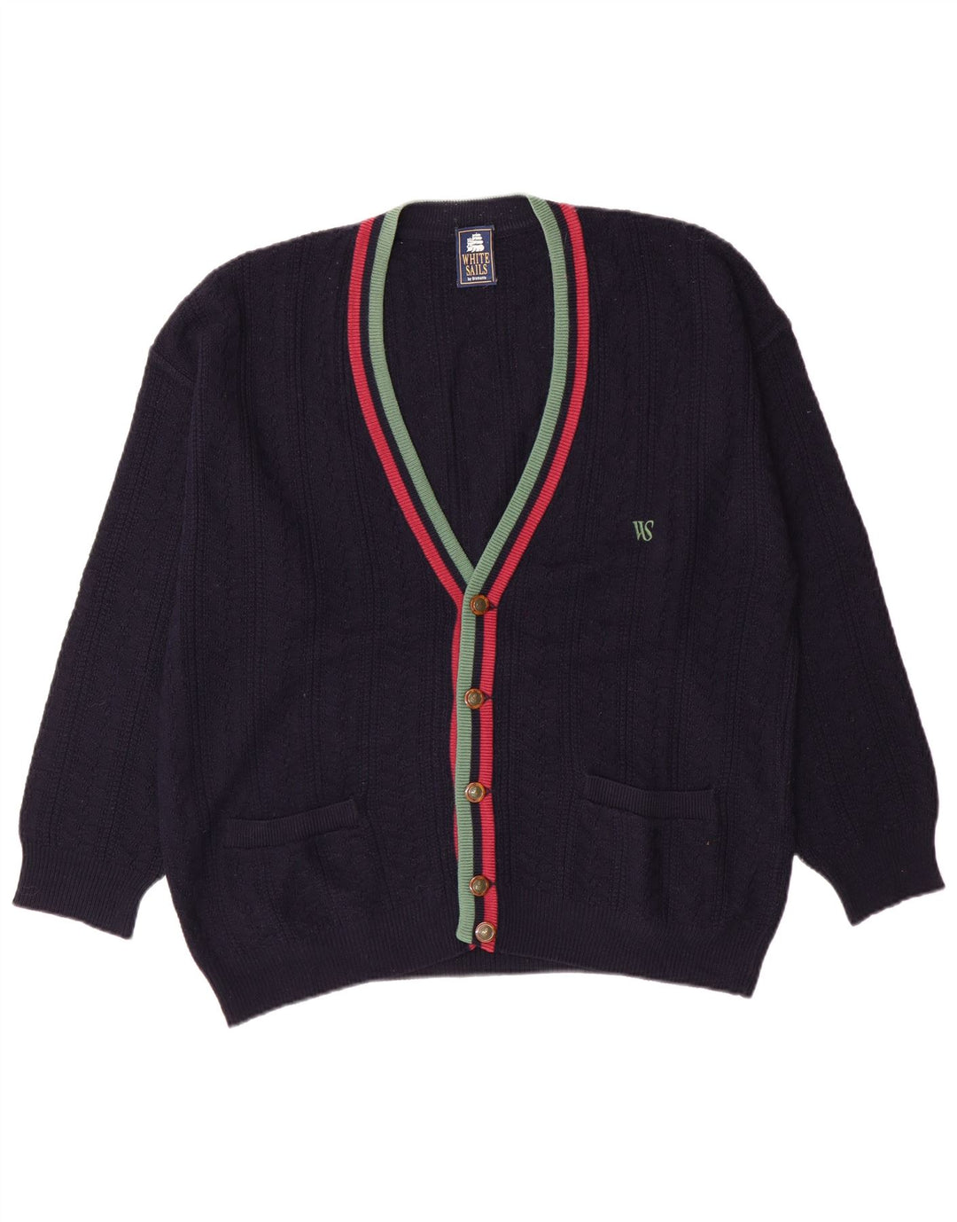 Мужской кардиган-свитер White Stuff среднего размера, темно-синий в полоску, классический классический