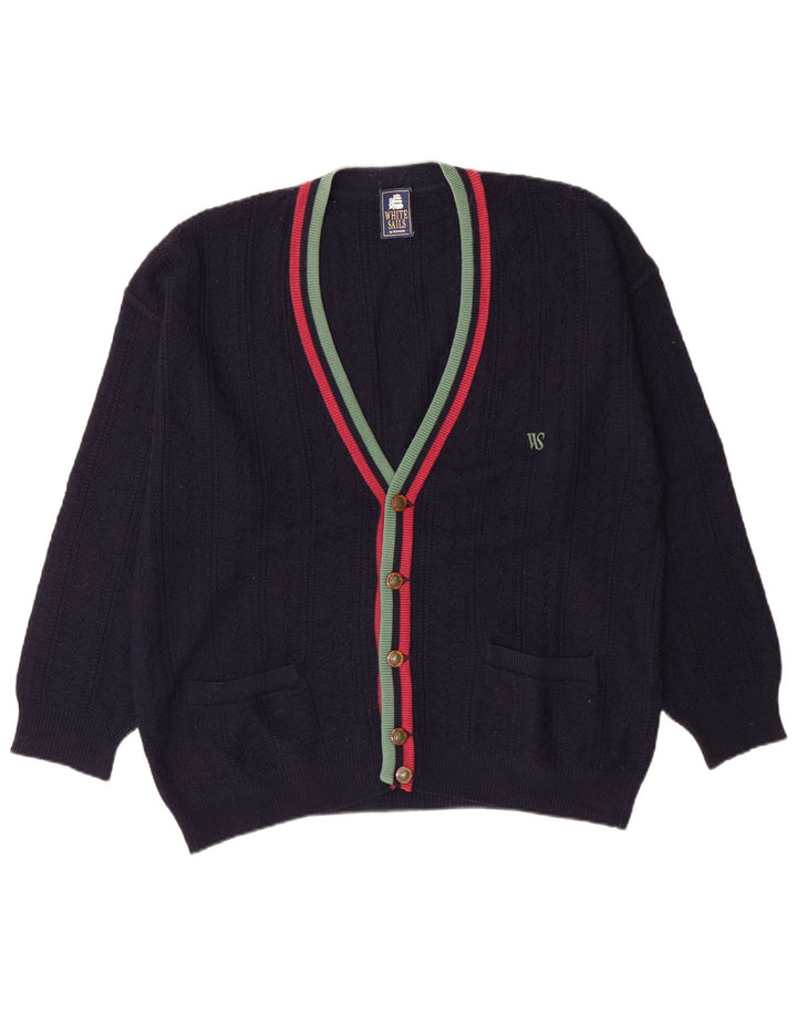 Мужской кардиган-свитер White Stuff среднего размера, темно-синий в полоску, классический классический