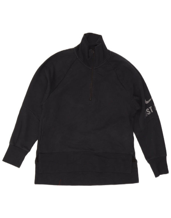 Женский джемпер с воротником на молнии с графическим рисунком Nike Dri Fit UK 6 XS, черный хлопок