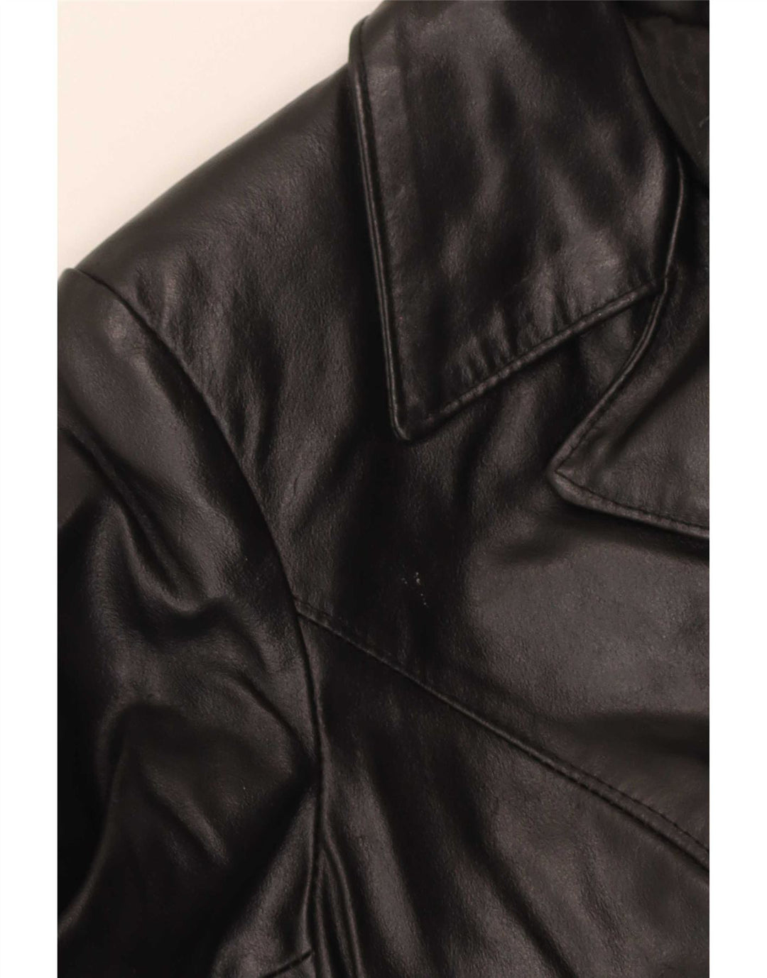 Винтажное женское кожаное пальто IT 42 Medium Black Leather