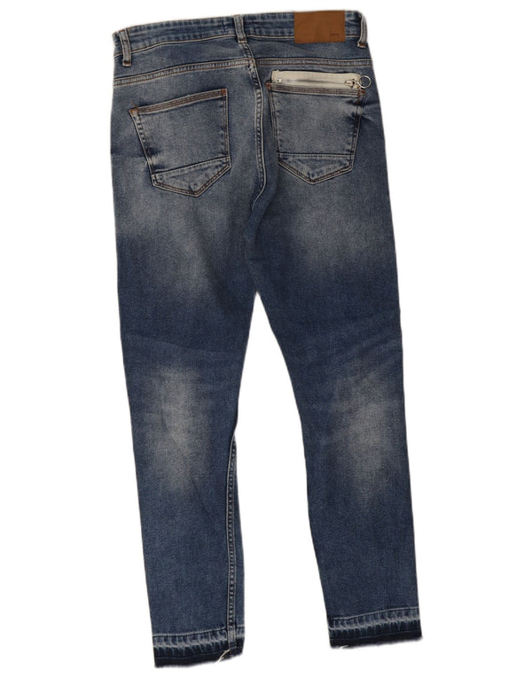 Мужские потертые узкие джинсы Zara EU 38, маленькие W30 L27, синие, хлопок