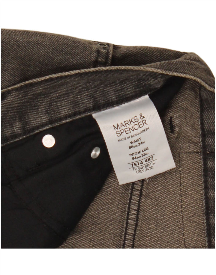 Мужские прямые джинсы Marks & Spencer Blue Harbour W34 L26, серый хлопок