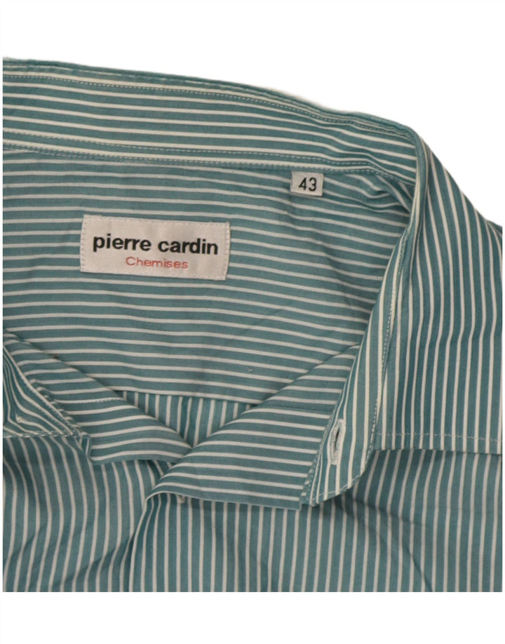Мужская рубашка Pierre Cardin размер 43 XL синяя в тонкую полоску