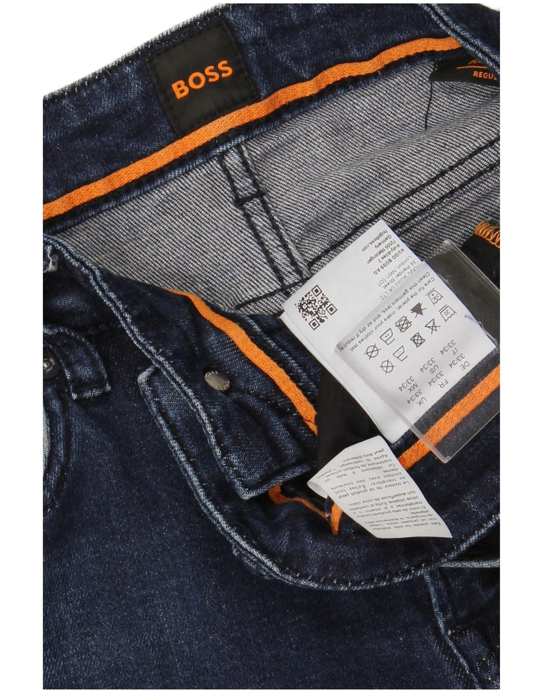 Мужские узкие джинсы HUGO BOSS W33 L34 синие, хлопок