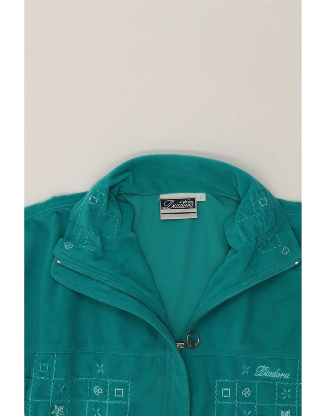 DIADORA Womens Oversized Tracksuit Top Jacket UK 10 Small Turquoise Vintage Diadora and Second-Hand Diadora from Messina Hembry 