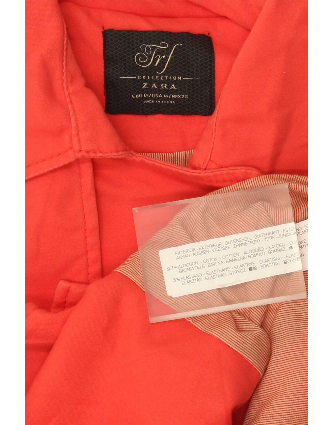 Женский короткий тренч Zara UK 12, хлопок среднего оранжевого цвета