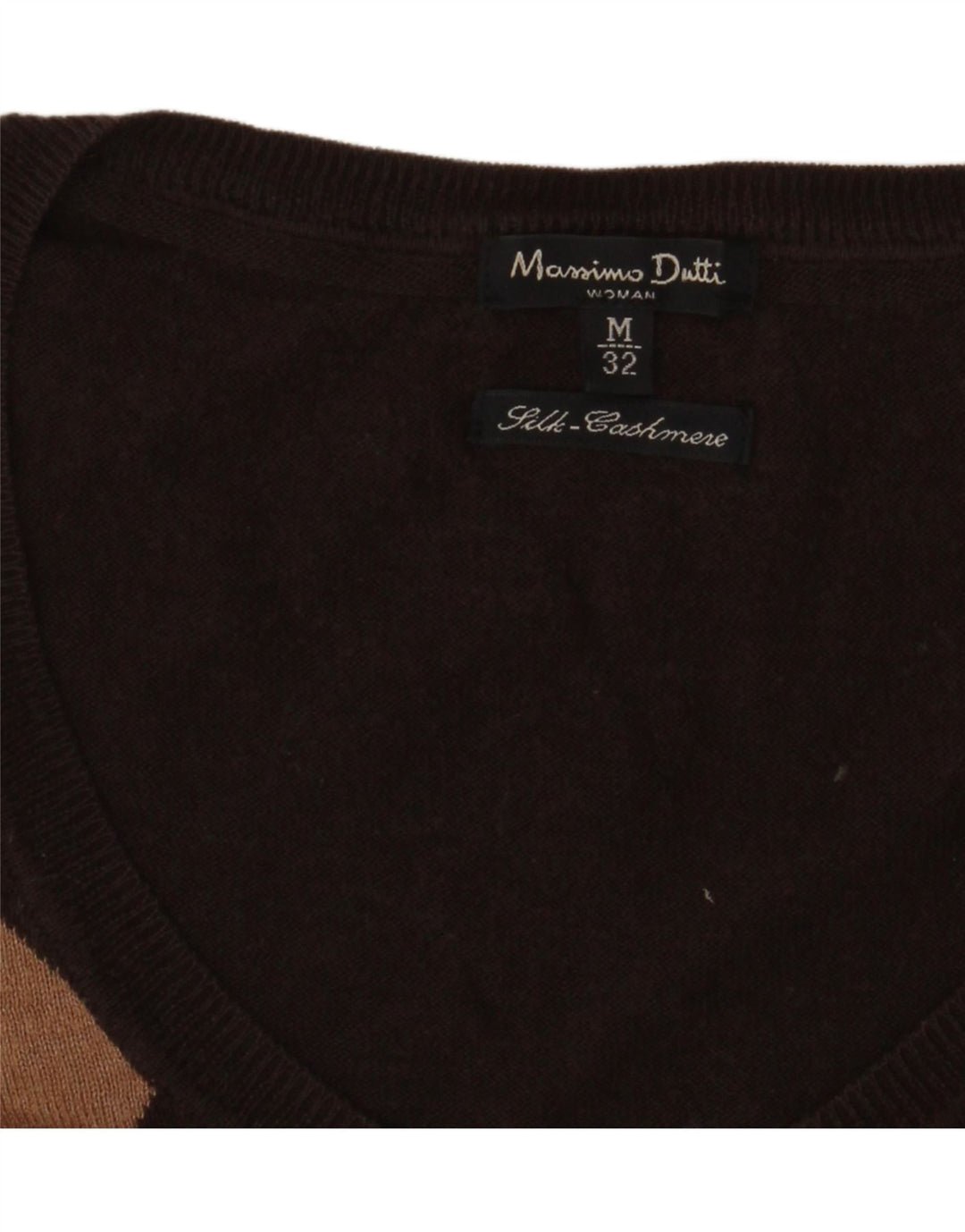Женский джемпер с v-образным вырезом Massimo Dutti UK 14, средний коричневый