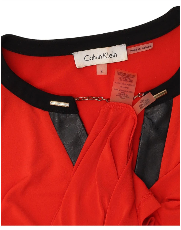 Женская блузка Calvin Klein Top UK 10, маленький красный полиэстер с цветными блоками