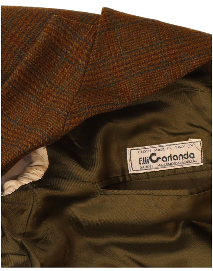 ВИНТАЖНЫЙ мужской пиджак на 2 пуговицах, Великобритания 38, средний коричневый с узором «гусиные лапки»