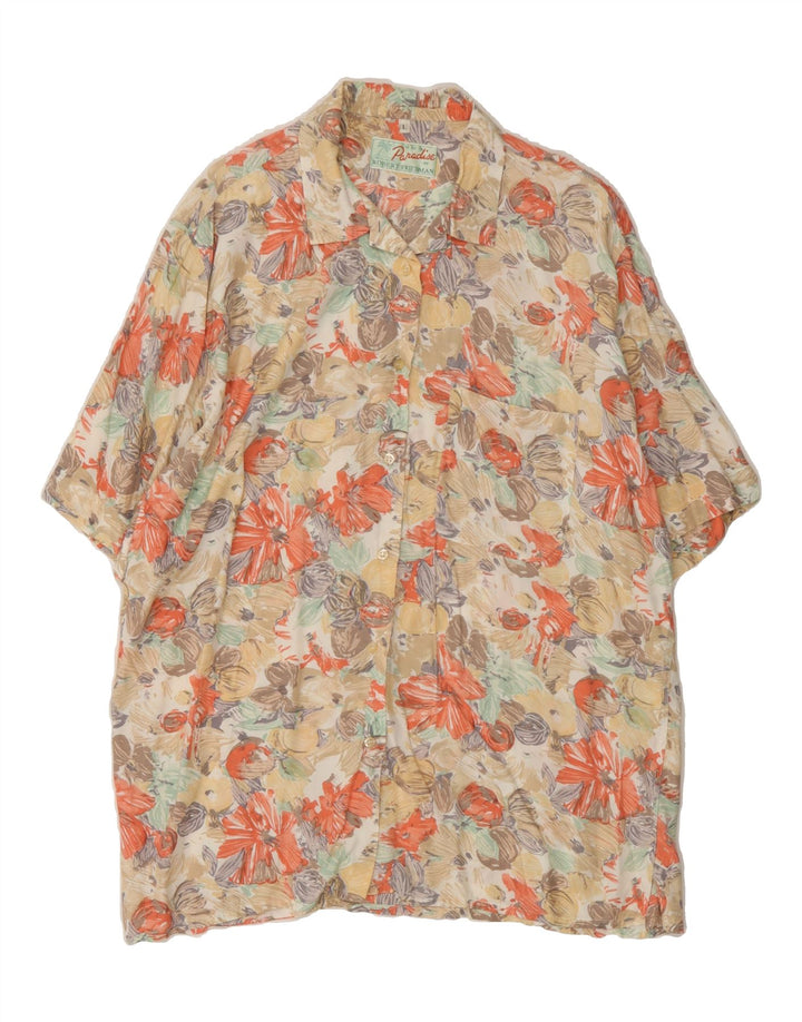 ROBERT FRIEDMAN Womens Oversized Longline Shirt UK 16 Large Beige Hawaiian Vintage Robert Friedman and Second-Hand Robert Friedman from Messina Hembry 