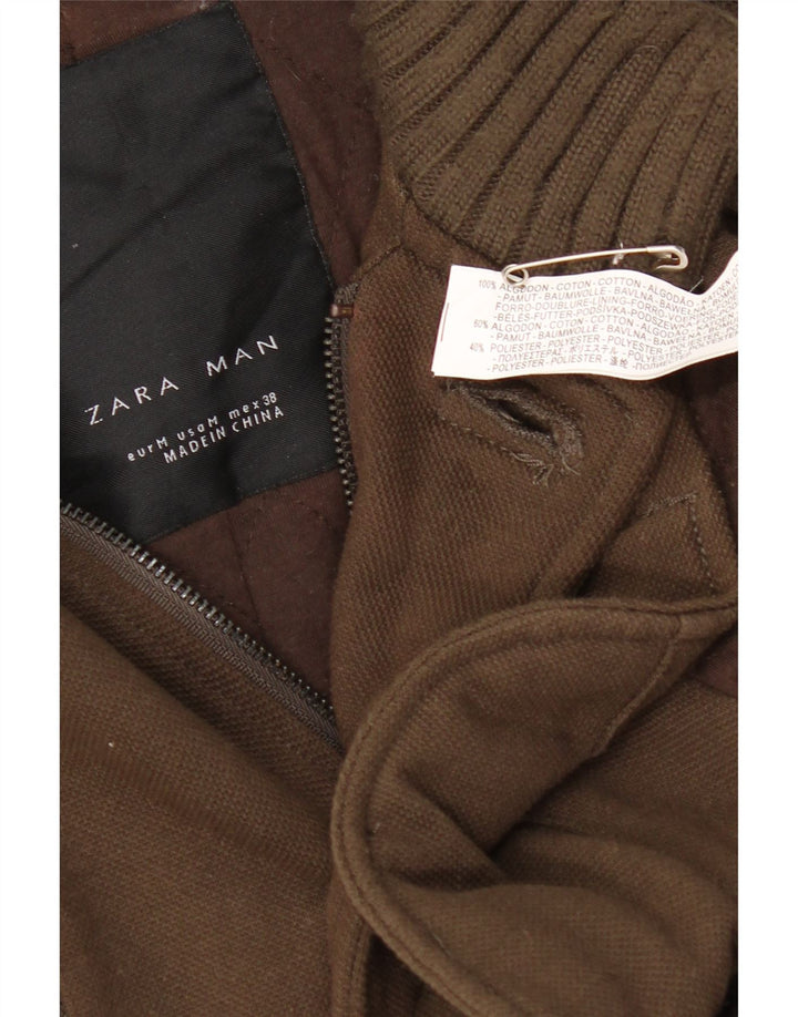 Мужская ветровка Zara UK 38, средний цвет хаки, хлопок