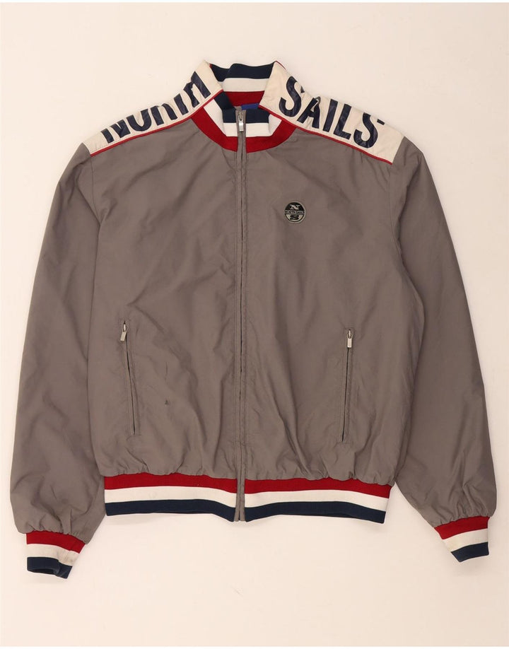 Мужской бомбер NORTH SAILS UK 42 XL, серый с цветными блоками, полиамид