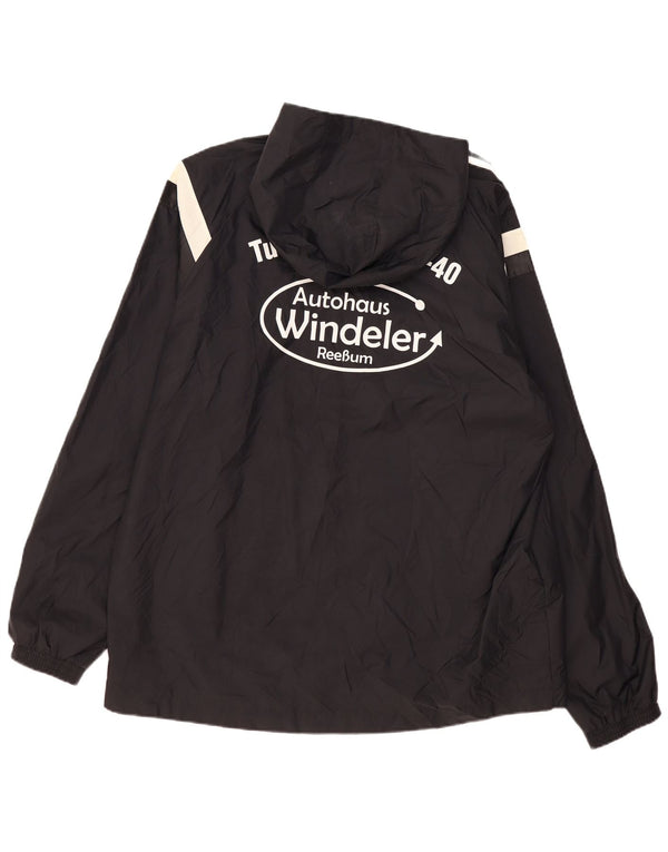 Мужская дождевик Adidas с капюшоном и графикой UK 42 XL, черный полиамид с цветными блоками