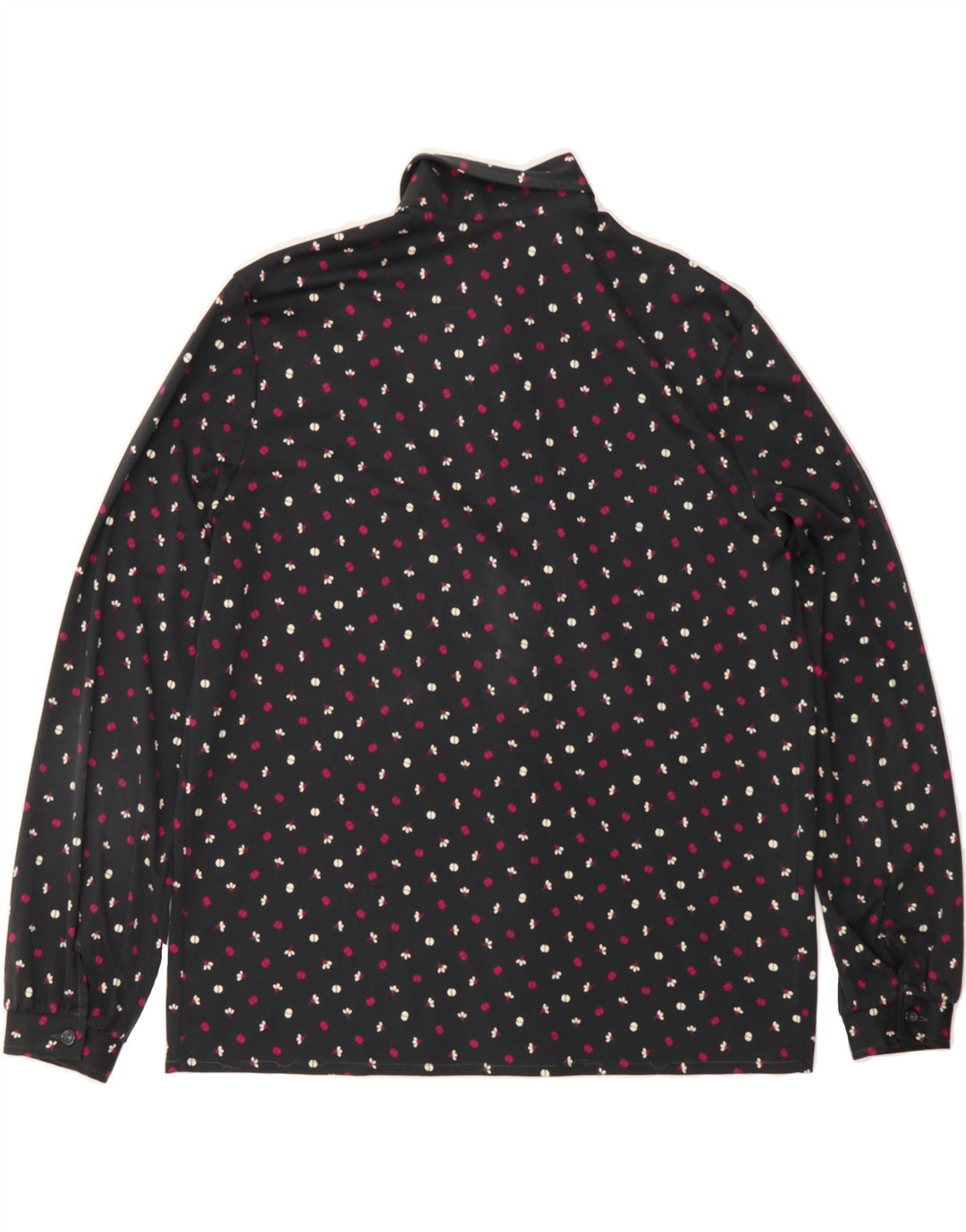VINTAGE Womens Shirt Blouse UK 16 Large Black Floral Polyester Vintage Vintage and Second-Hand Vintage from Messina Hembry 