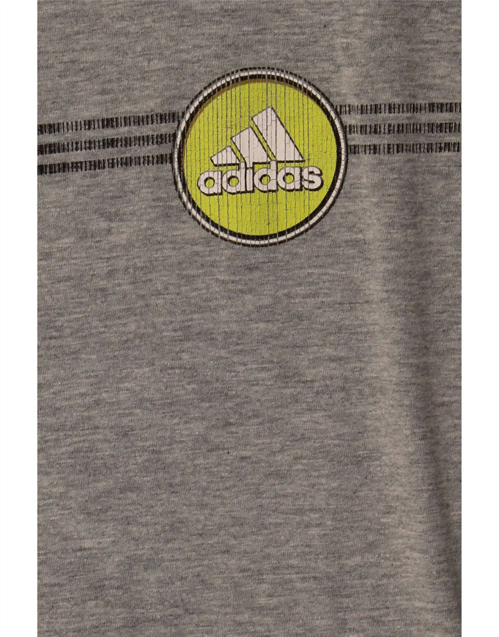 Мужской топ с рисунком Adidas с длинным рукавом, большой серый хлопок