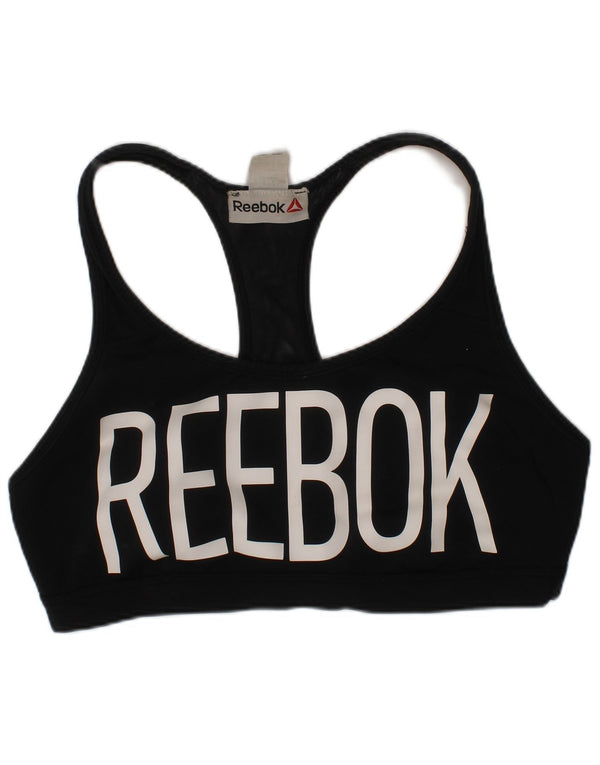 Reebok Женский спортивный бюстгальтер с графикой Top UK 12/14 Средний черный полиэстер Спортивный