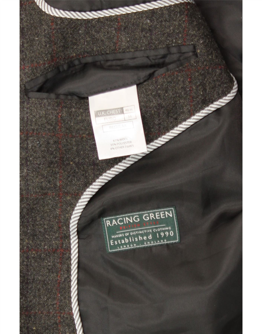 ВИНТАЖНЫЙ мужской удлиненный пиджак с 3 пуговицами стандартного размера, Великобритания 46, 3XL, серый в клетку