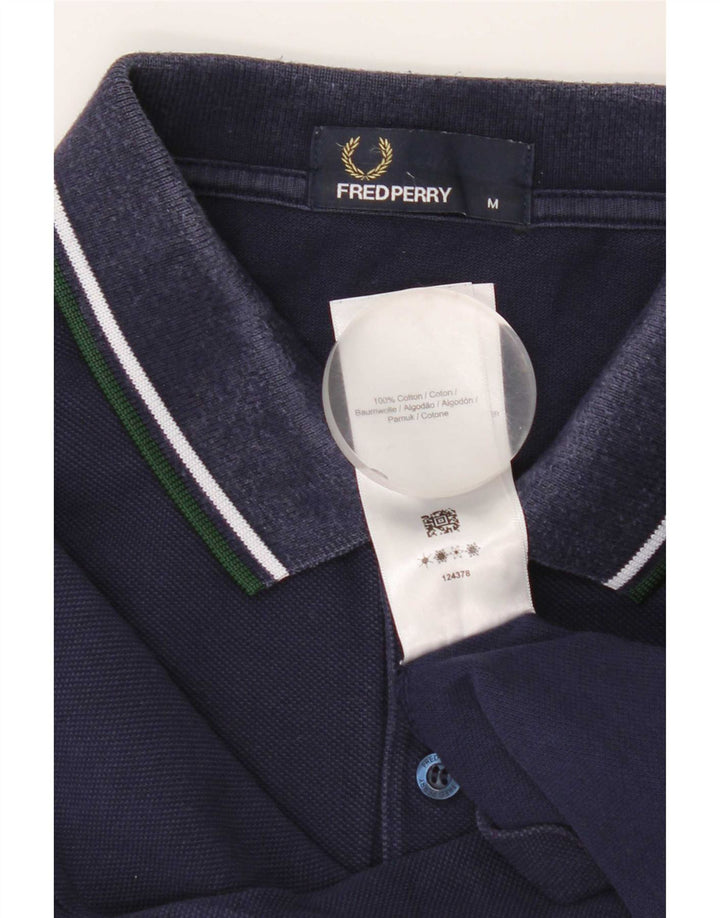 Мужская рубашка-поло Fred Perry среднего размера, темно-синяя, хлопок