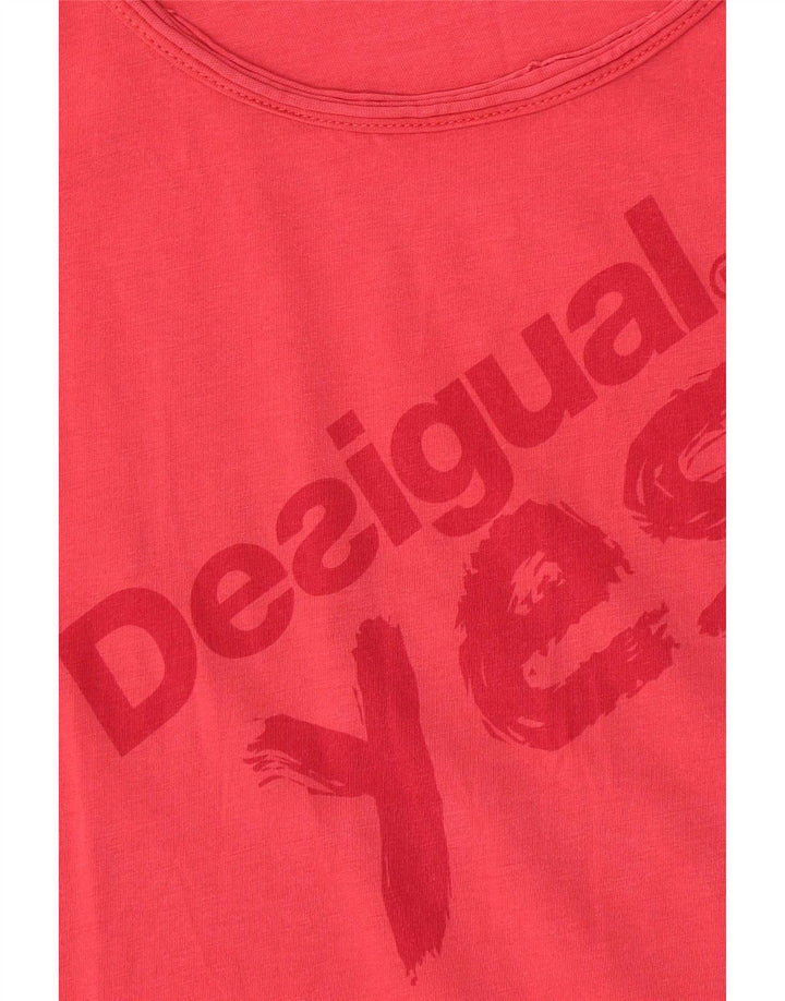 Женская футболка с рисунком Desigual Top UK 14, средний розовый