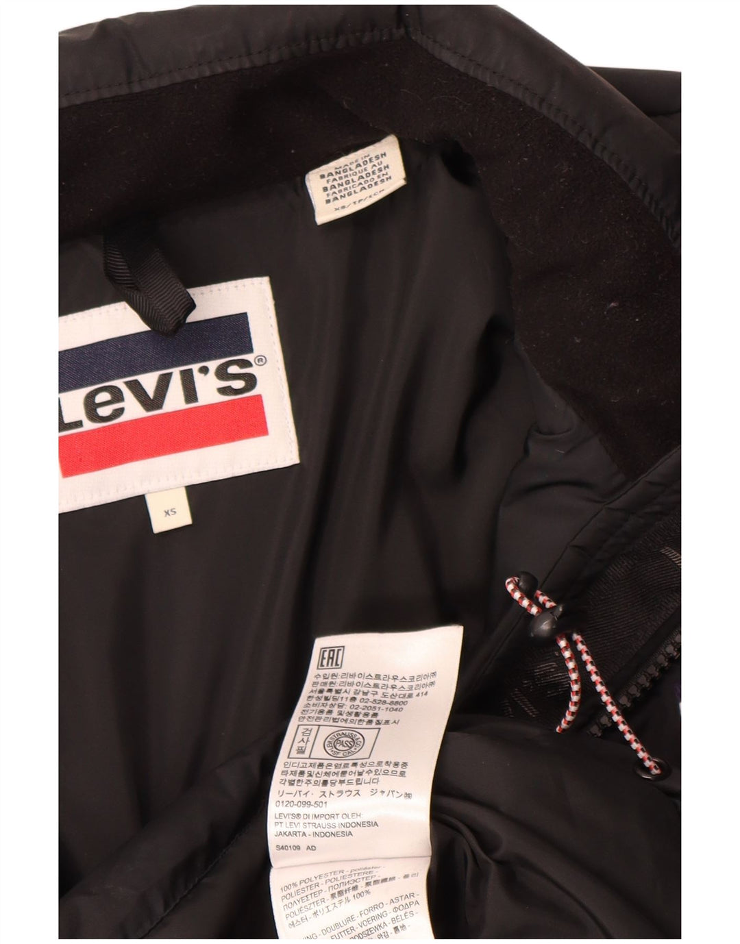 Женская стеганая куртка свободного кроя Levi's UK 6 XS, черный полиэстер