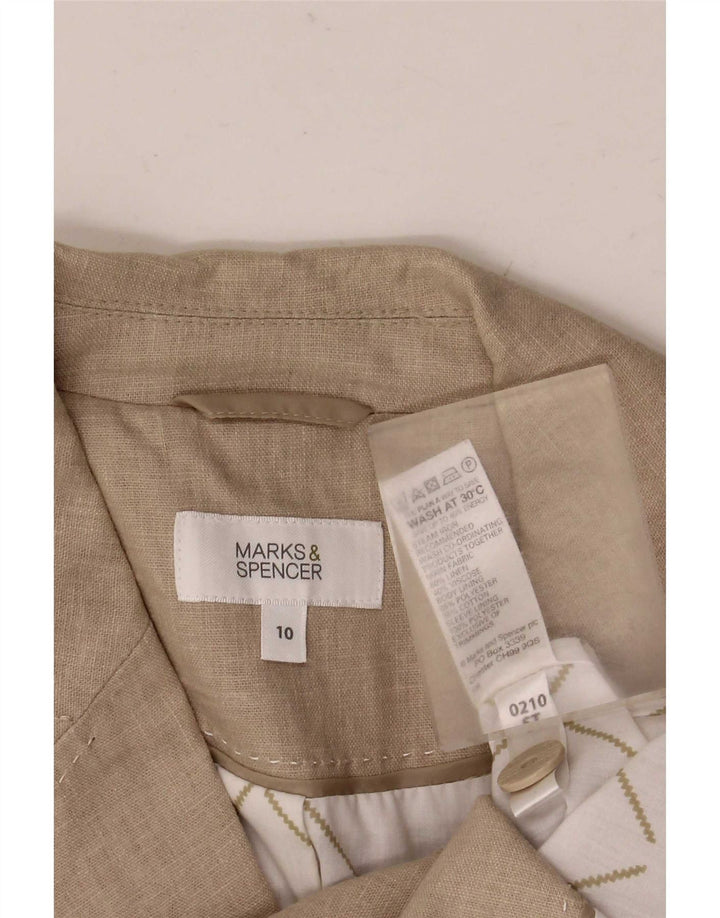 Женский пиджак на 5 пуговицах Marks & Spencer, Великобритания, 10, маленький, бежевый, льняной
