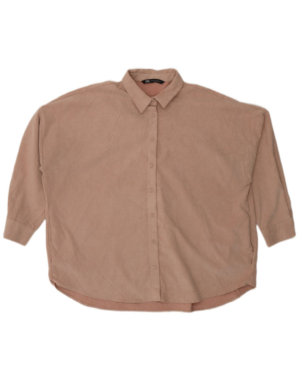 Женская вельветовая рубашка оверсайз Zara UK 18 XL розовая