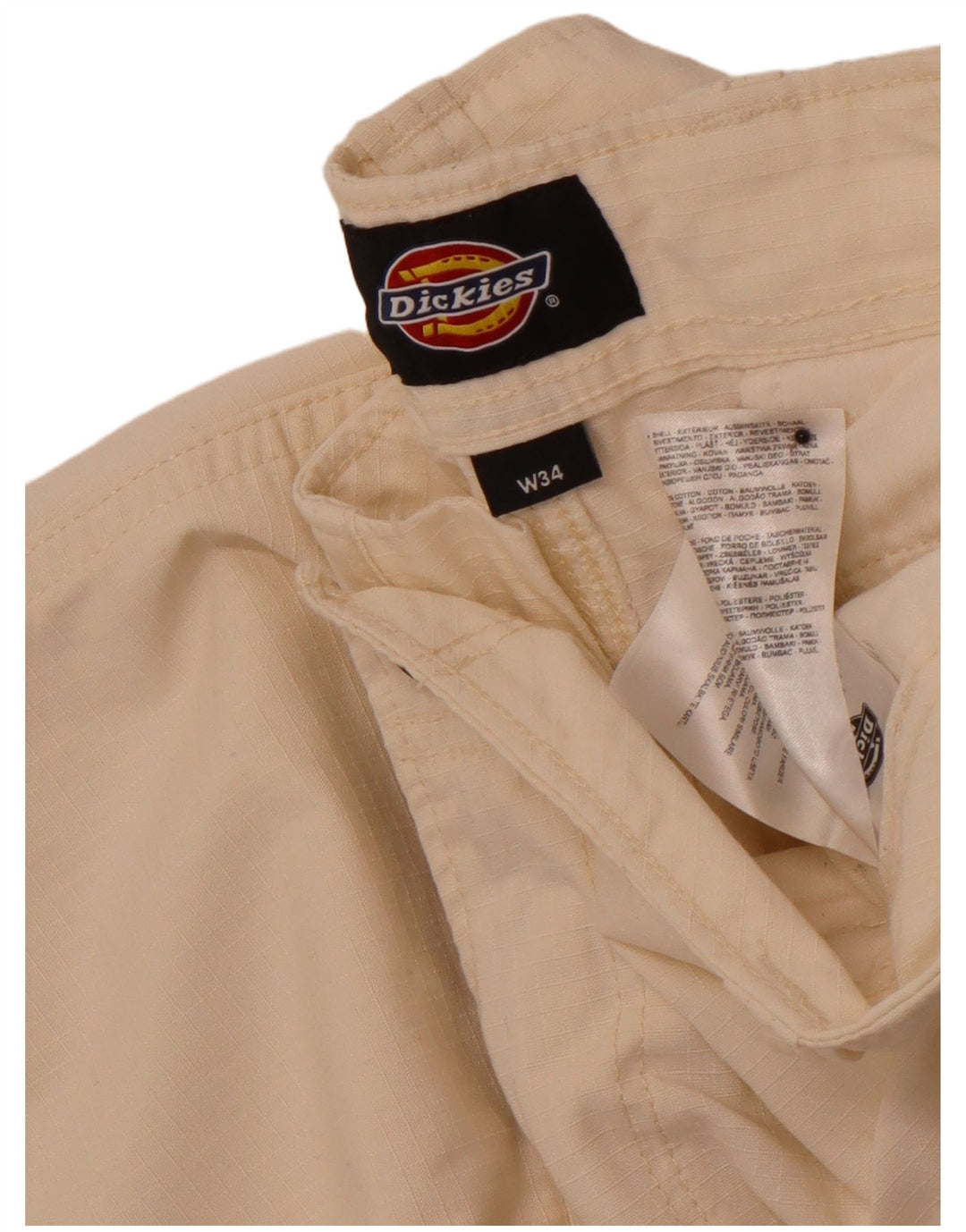 DICKIES Мужские прямые брюки-карго W34 L32 Off White Cotton