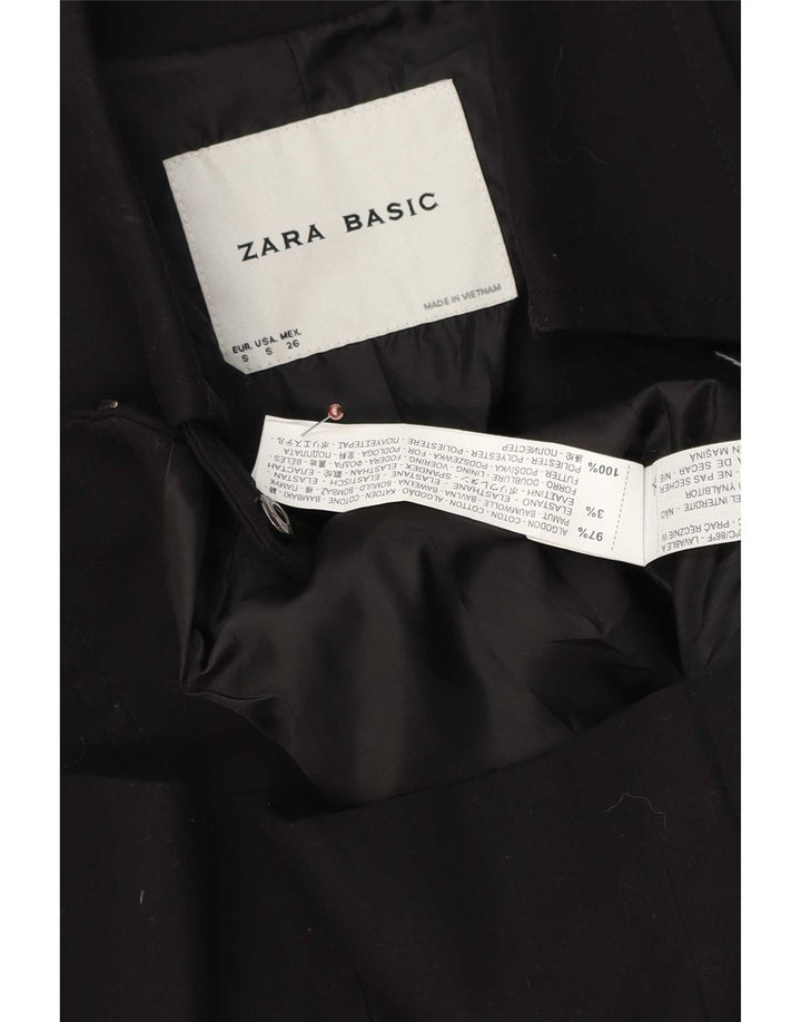 Женский пиджак Zara с молнией во всю длину, Великобритания, 10, маленький, черный, хлопковый