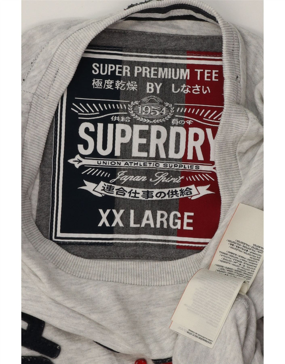 SUPERDRY Мужская футболка с рисунком, топ 2XL, серый хлопок в крапинку