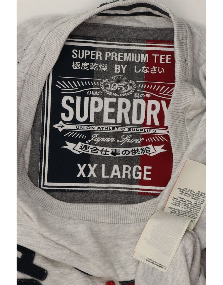 SUPERDRY Мужская футболка с рисунком, топ 2XL, серый хлопок в крапинку