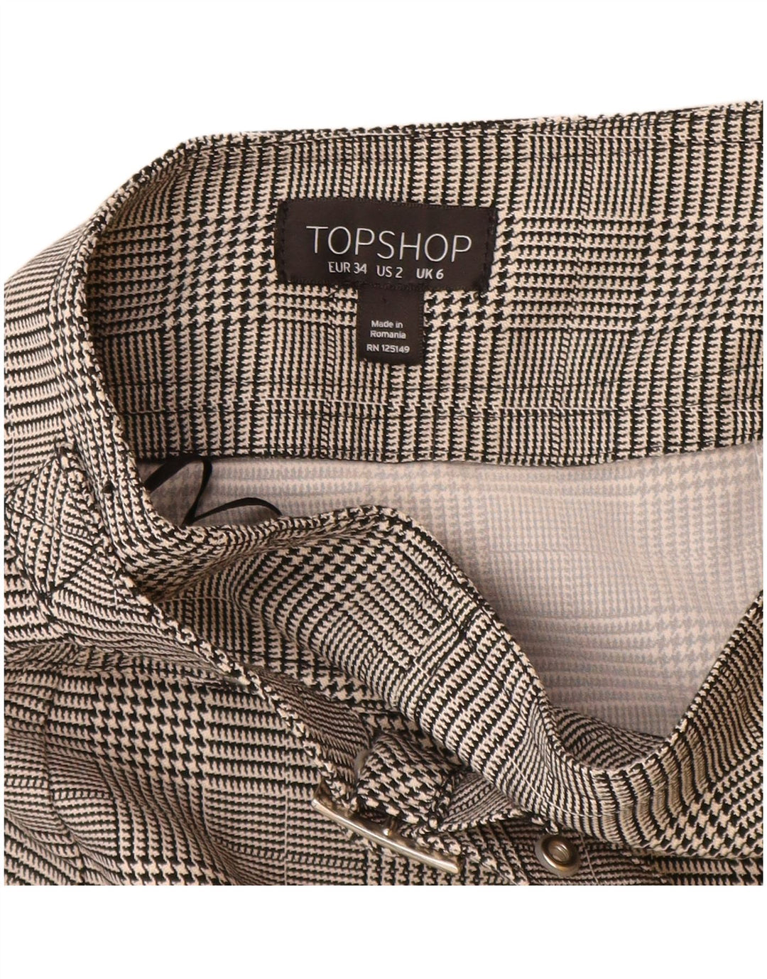 Topshop Женская мини-юбка UK 6 XS W24 Серая клетка из полиэстера