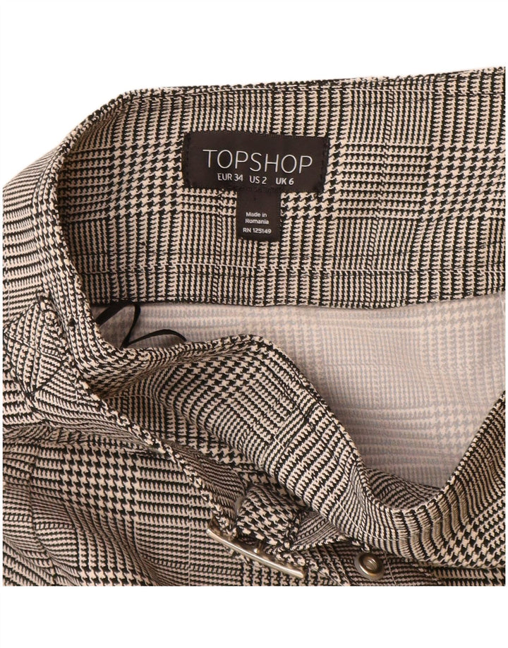 Topshop Женская мини-юбка UK 6 XS W24 Серая клетка из полиэстера
