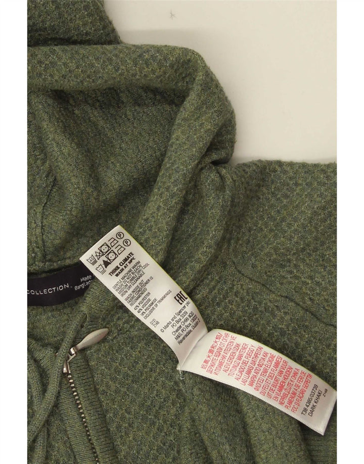 Женский кардиган с капюшоном Marks & Spencer UK 14, средний зеленый полиэстер