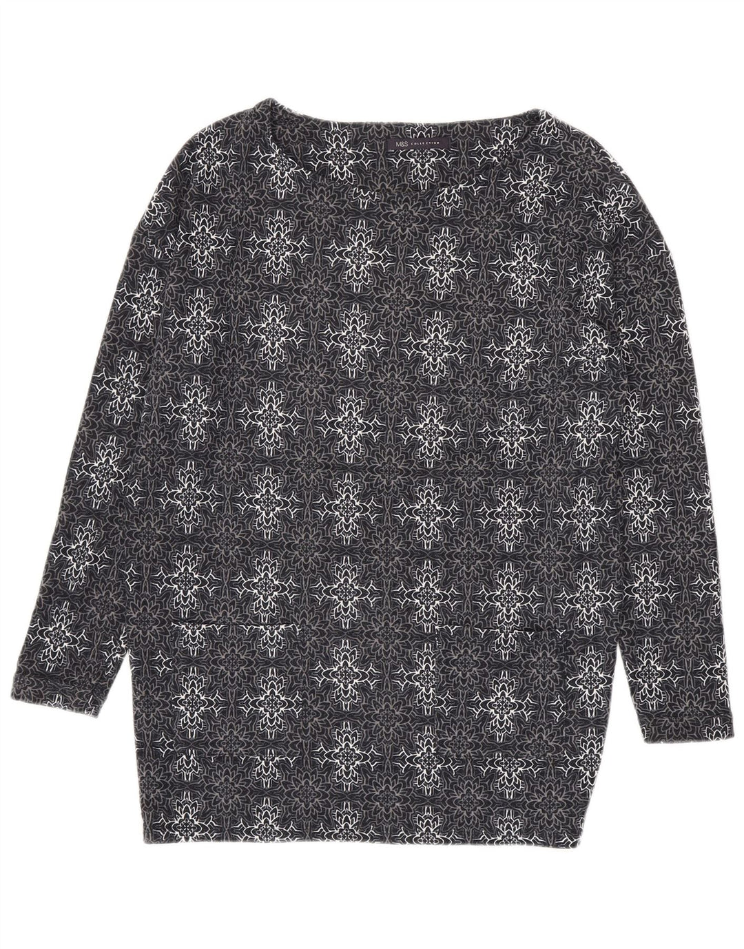 MARKS & SPENCER Womens Tunic Top UK 12 Medium  Navy Blue Paisley