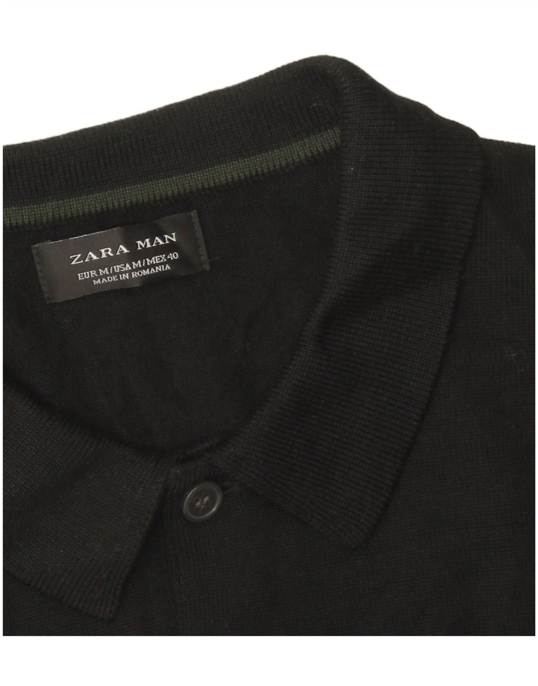 Мужской свитер с воротником поло Zara, средний черный