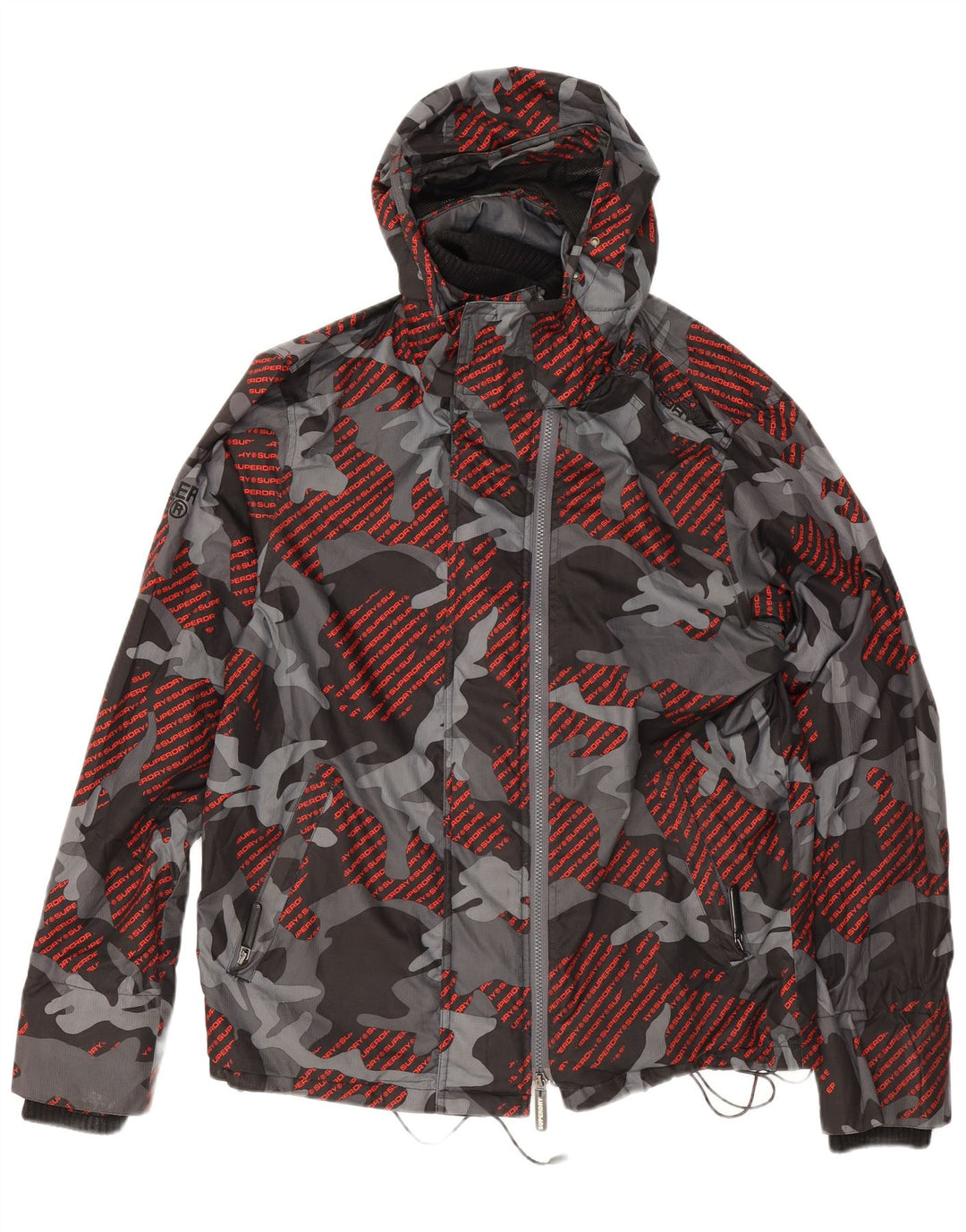 Мужская ветровка Superdry с графическим рисунком UK 40, большой серый камуфляж