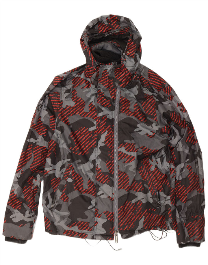 Мужская ветровка Superdry с графическим рисунком UK 40, большой серый камуфляж
