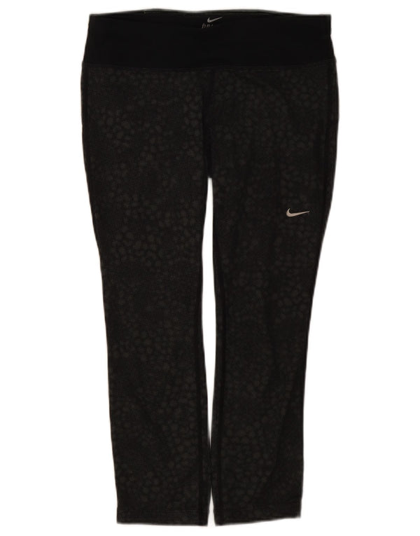 Женские леггинсы Nike Dri Fit UK 10, маленькие черные с геометрическим рисунком