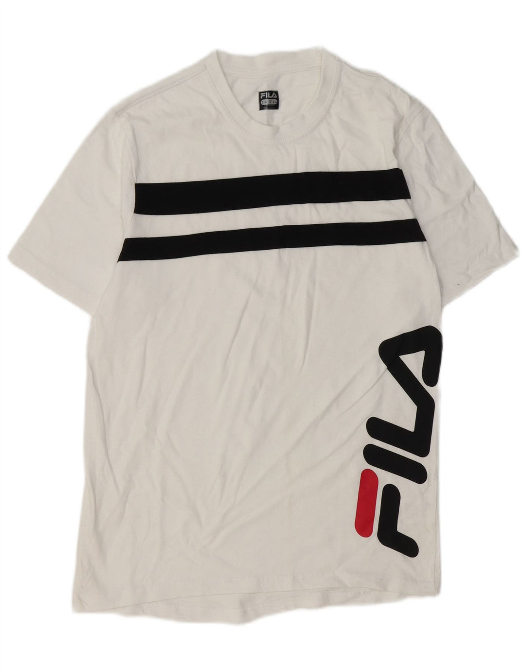 Мужская футболка FILA с рисунком, хлопковый топ средней длины в белую полоску